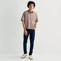 Arizona Mens Short Sleeve Regular Fit Button-Down Shirt