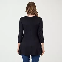 24seven Comfort Apparel Womens V Neck 3/4 Sleeve Tunic Top