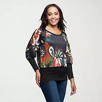 24seven Comfort Apparel Womens Round Neck Long Sleeve Blouse