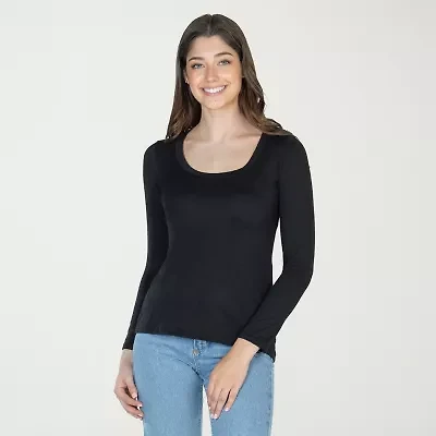 24seven Comfort Apparel Womens Scoop Neck Long Sleeve T-Shirt
