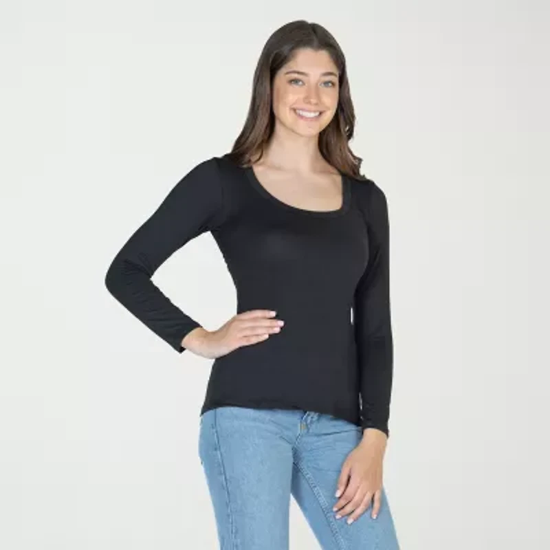 24seven Comfort Apparel Womens Scoop Neck Long Sleeve T-Shirt