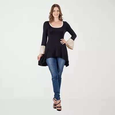 24seven Comfort Apparel Womens Scoop Neck Long Sleeve Tunic Top