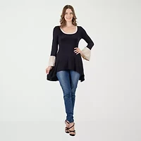 24seven Comfort Apparel Womens Scoop Neck Long Sleeve Tunic Top