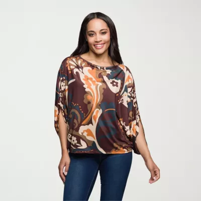 24seven Comfort Apparel Womens Boat Neck Long Sleeve Blouse