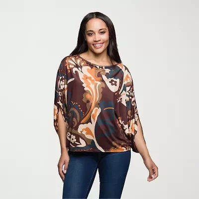 24seven Comfort Apparel Womens Boat Neck Long Sleeve Blouse