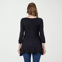 24seven Comfort Apparel Womens Boat Neck 3/4 Sleeve Tunic Top