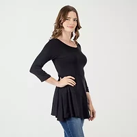 24seven Comfort Apparel Womens Boat Neck 3/4 Sleeve Tunic Top