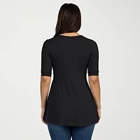 24seven Comfort Apparel Womens V Neck Elbow Sleeve Tunic Top