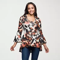 24seven Comfort Apparel Womens Scoop Neck 3/4 Sleeve Tunic Top