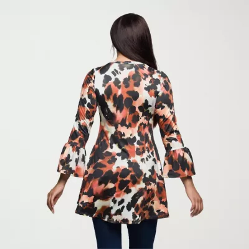 24seven Comfort Apparel Womens Scoop Neck 3/4 Sleeve Tunic Top