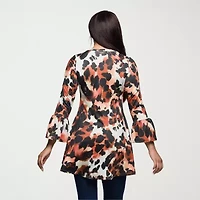 24seven Comfort Apparel Womens Scoop Neck 3/4 Sleeve Tunic Top