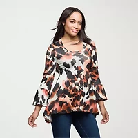 24seven Comfort Apparel Womens Scoop Neck 3/4 Sleeve Tunic Top