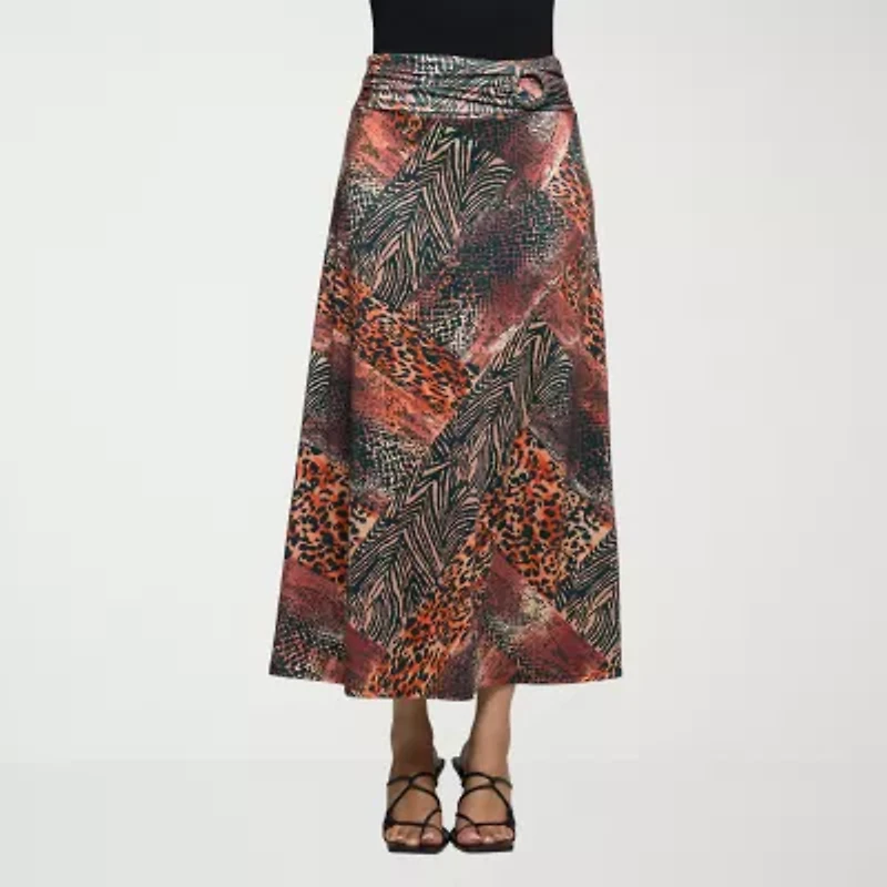 24seven Comfort Apparel Womens Mid Rise Stretch Fabric Pencil Skirt