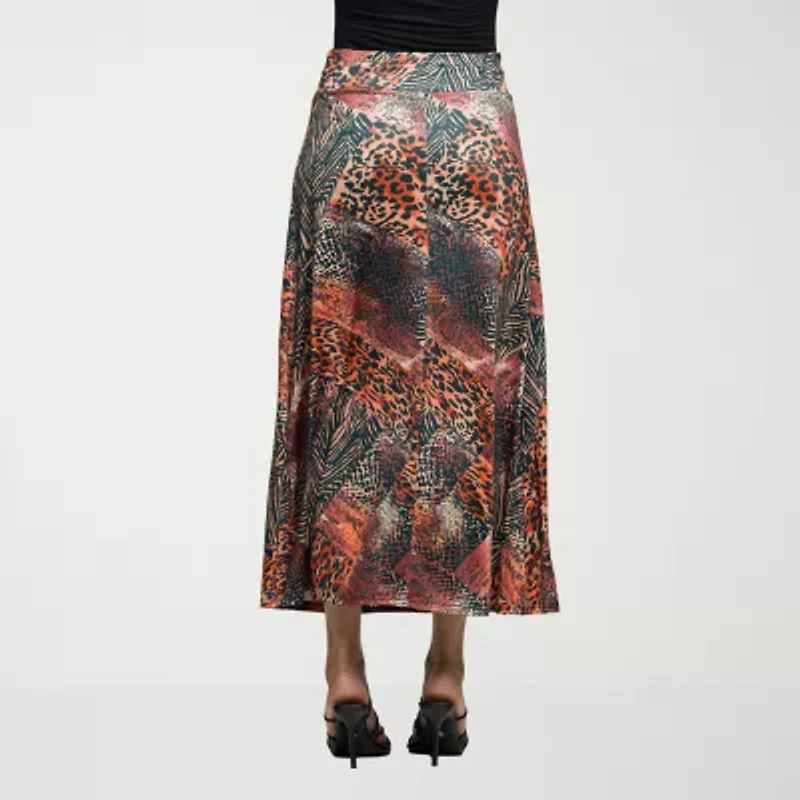 24seven Comfort Apparel Womens Mid Rise Stretch Fabric Pencil Skirt