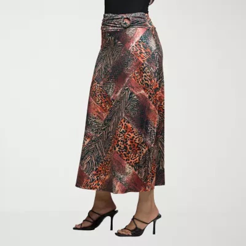 24seven Comfort Apparel Womens Mid Rise Stretch Fabric Pencil Skirt