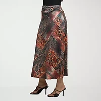 24seven Comfort Apparel Womens Mid Rise Stretch Fabric Pencil Skirt