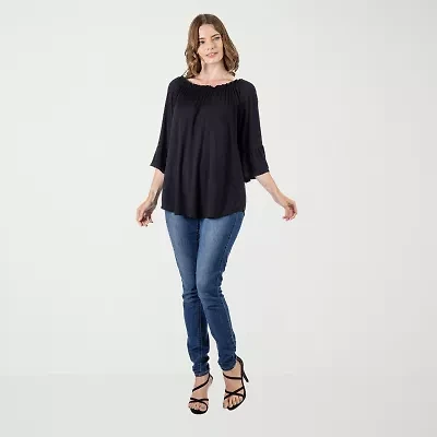 24seven Comfort Apparel Womens Round Neck Long Sleeve Tunic Top