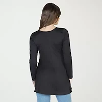 24seven Comfort Apparel Womens Henley Neck Long Sleeve Tunic Top