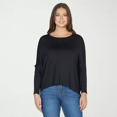 24seven Comfort Apparel Womens Round Neck Long Sleeve Blouse