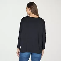 24seven Comfort Apparel Womens Round Neck Long Sleeve Blouse