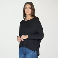 24seven Comfort Apparel Womens Round Neck Long Sleeve Blouse