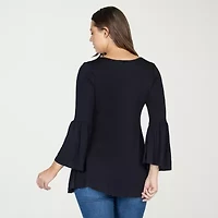 24seven Comfort Apparel Womens Scoop Neck 3/4 Sleeve Tunic Top