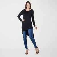 24seven Comfort Apparel Womens Round Neck Long Sleeve Tunic Top