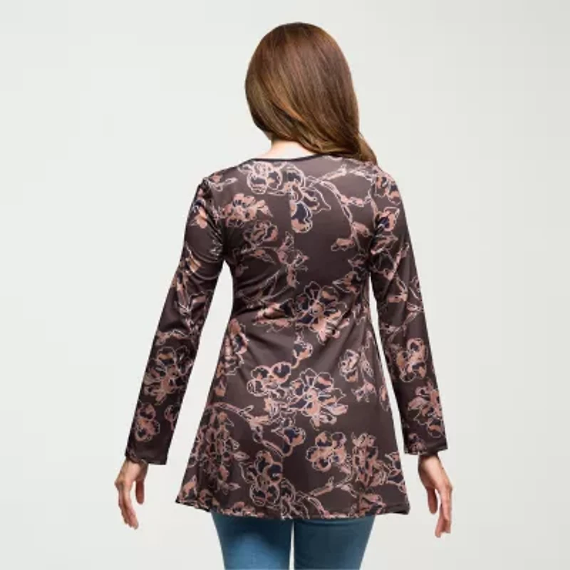 24seven Comfort Apparel Womens Scoop Neck Long Sleeve Tunic Top