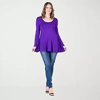 24seven Comfort Apparel Womens Scoop Neck Long Sleeve Tunic Top