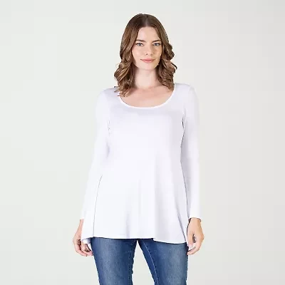24seven Comfort Apparel Womens Scoop Neck Long Sleeve Tunic Top