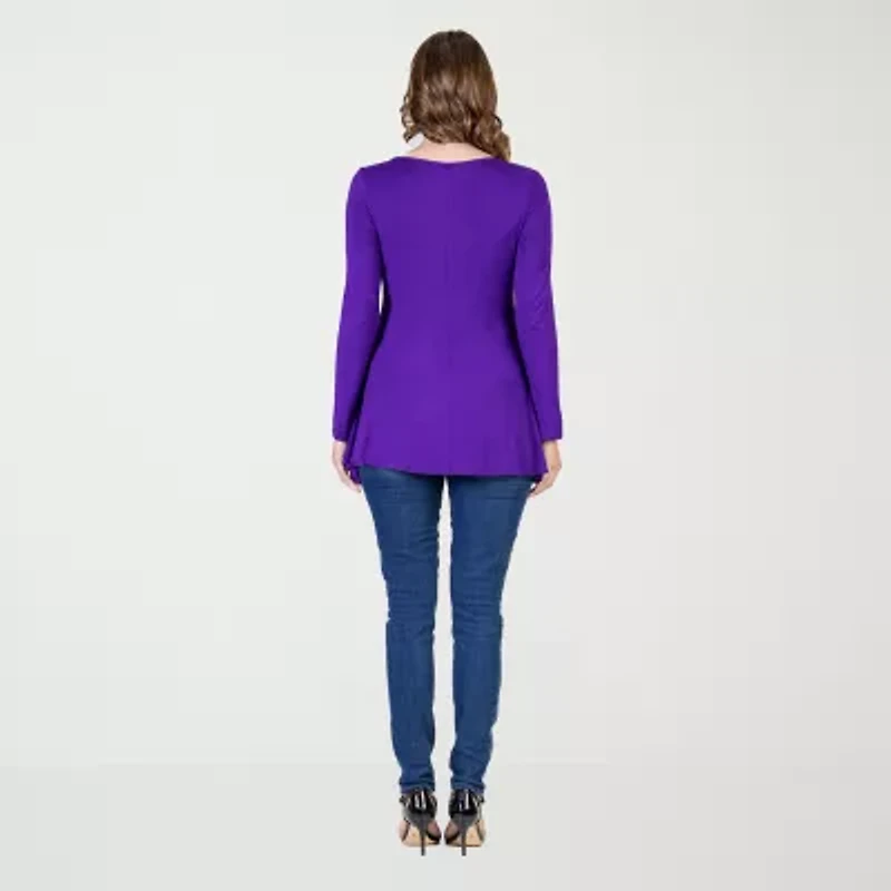 24seven Comfort Apparel Womens Scoop Neck Long Sleeve Tunic Top
