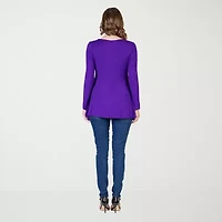 24seven Comfort Apparel Womens Scoop Neck Long Sleeve Tunic Top