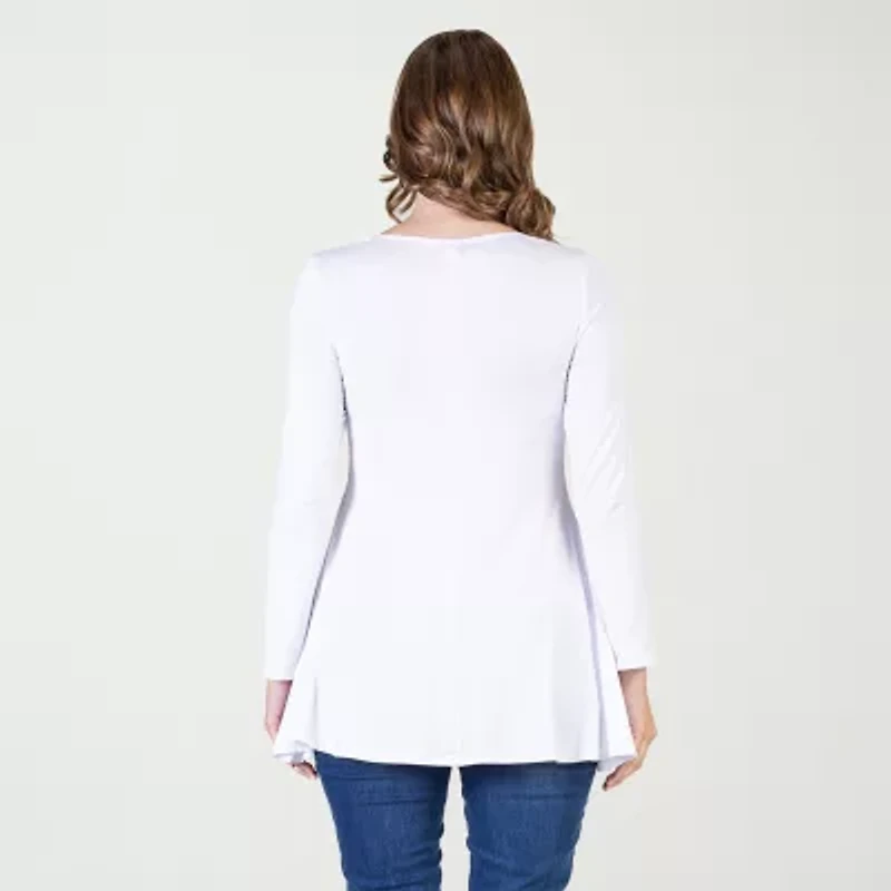 24seven Comfort Apparel Womens Scoop Neck Long Sleeve Tunic Top