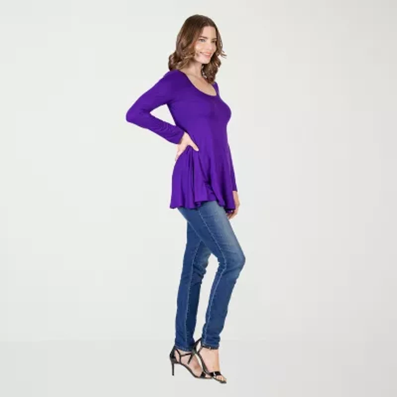 24seven Comfort Apparel Womens Scoop Neck Long Sleeve Tunic Top