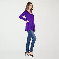 24seven Comfort Apparel Womens Scoop Neck Long Sleeve Tunic Top