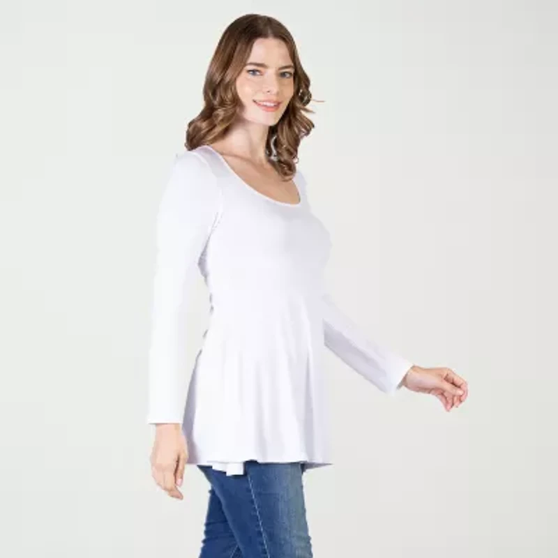 24seven Comfort Apparel Womens Scoop Neck Long Sleeve Tunic Top