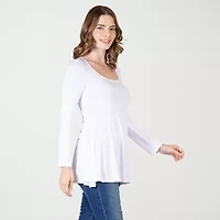24seven Comfort Apparel Womens Scoop Neck Long Sleeve Tunic Top