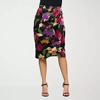 24seven Comfort Apparel Womens Mid Rise Stretch Fabric Pencil Skirt