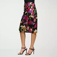 24seven Comfort Apparel Womens Mid Rise Stretch Fabric Pencil Skirt