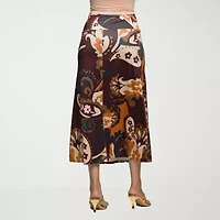 24seven Comfort Apparel Womens Mid Rise Stretch Fabric Maxi Skirt