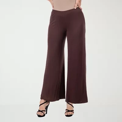 24seven Comfort Apparel Womens Mid Rise Wide Leg Palazzo Pant