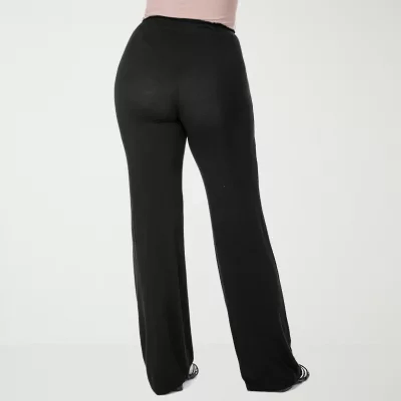 24seven Comfort Apparel Womens Wide Leg Mid Rise Drawstring Pant