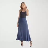 24seven Comfort Apparel Womens Mid Rise Stretch Fabric Maxi Skirt