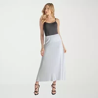 24seven Comfort Apparel Womens Mid Rise Stretch Fabric Maxi Skirt