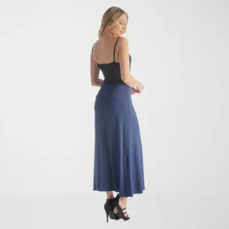 24seven Comfort Apparel Womens Mid Rise Stretch Fabric Maxi Skirt