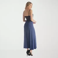 24seven Comfort Apparel Womens Mid Rise Stretch Fabric Maxi Skirt