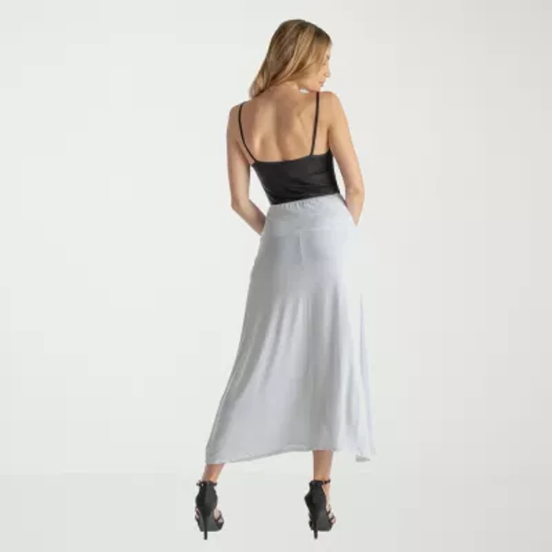 24seven Comfort Apparel Womens Mid Rise Stretch Fabric Maxi Skirt