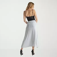 24seven Comfort Apparel Womens Mid Rise Stretch Fabric Maxi Skirt