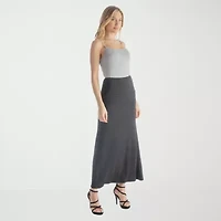 24seven Comfort Apparel Womens Mid Rise Stretch Fabric Maxi Skirt