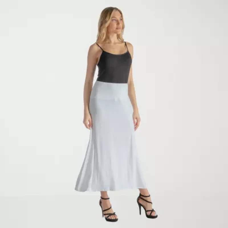 24seven Comfort Apparel Womens Mid Rise Stretch Fabric Maxi Skirt